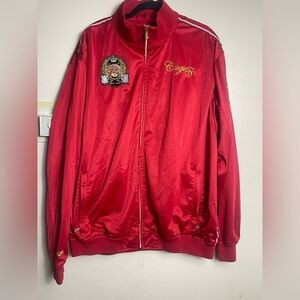 Coogi Red White Embroidered Track Jacket Colorblock COOGI LOGO Full Zip.